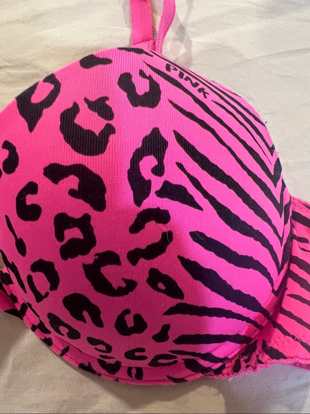 PINK Victoria's Secret Hot Pink Push-Up Bra 34a - Picture 2 of 6
